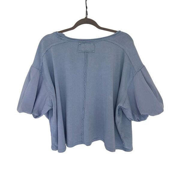 Free People We the Free Oversized Light Blue Top with Blousy Sleeves Size S - Picture 2 of 5